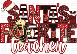 Santa’s favorite teacher faux embroidery