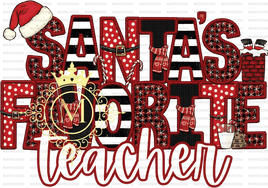 Santa's favorite teacher faux embroidery