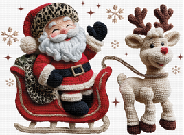 Santa on sleigh Faux yarn