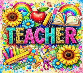 Teacher sunflowers tumbler wrap