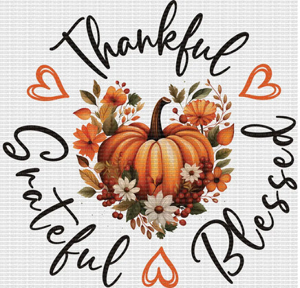 Thankful Grateful Blessed Pumpkin Heart