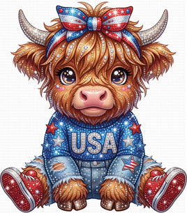 USA Rhinestone Cow