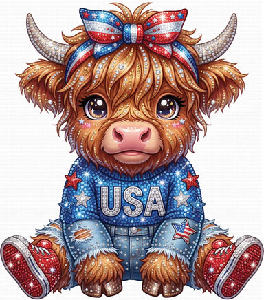 USA Rhinestone Cow