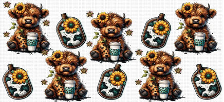 Western Highland Cow Coffee UV Wrap